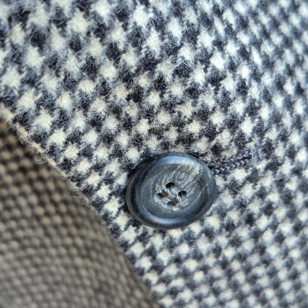 BROOKS BROTHERS Beige Black Houndstooth Weave CAMEL HAIR Sz 44 L Sport‎ Coat VTG